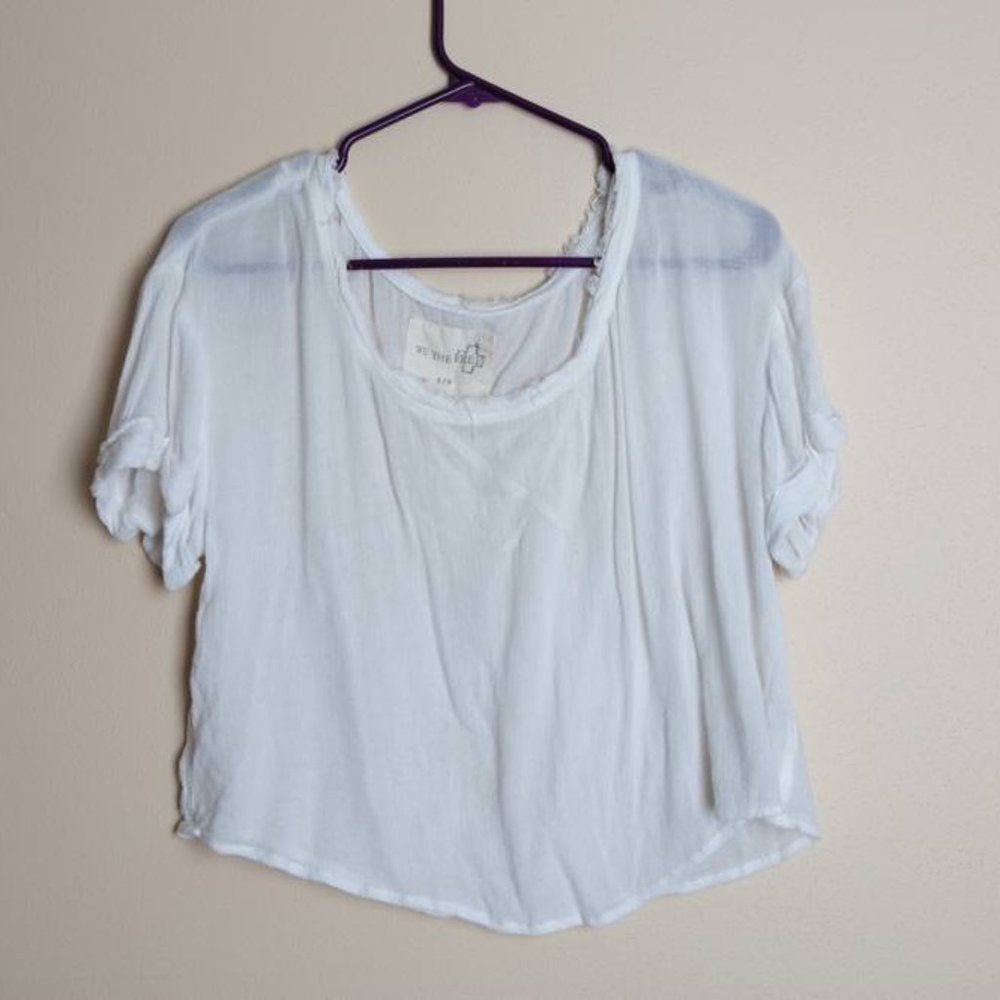 Free People white crop tunic boho top S